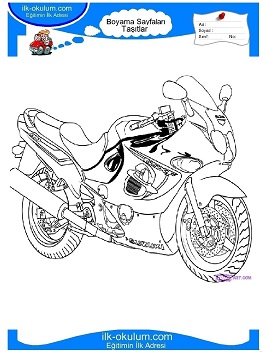 Çocuklar İçin Motor Boyama Sayfaları 
